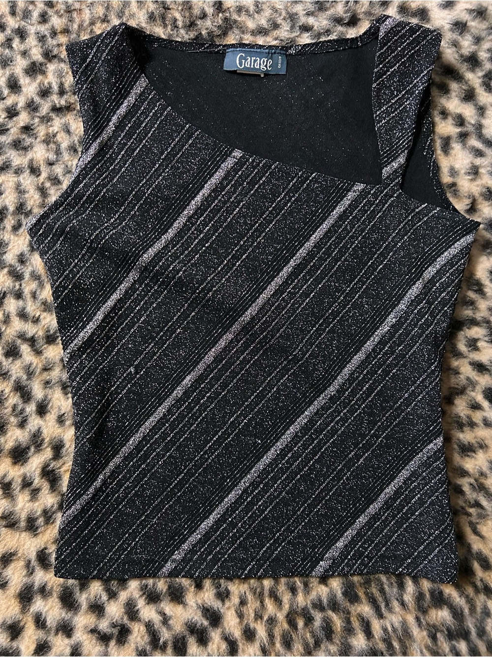 Vintage Garage Black & Silver Stripe Sleeveless Top